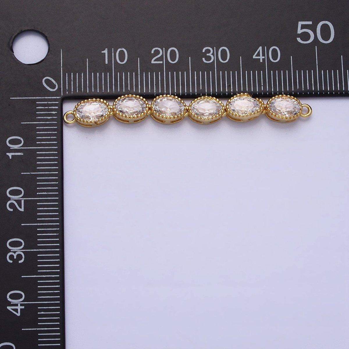 Bendable Gold Oval Long Bar Connector, CZ Micro Pave Silver Oval Geometric Link Connector Necklace Jewelry Making AA907 AA914 - DLUXCA
