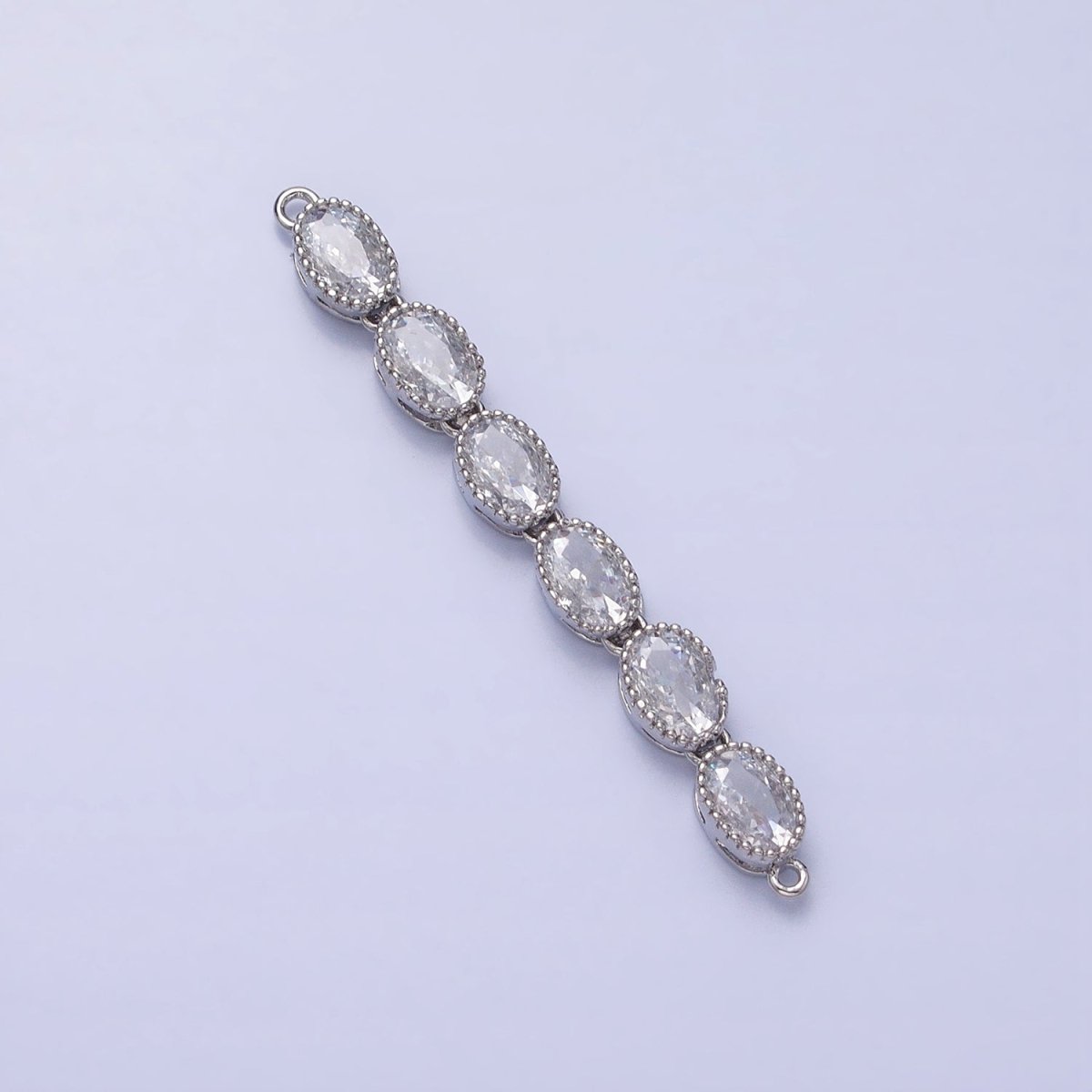 Bendable Gold Oval Long Bar Connector, CZ Micro Pave Silver Oval Geometric Link Connector Necklace Jewelry Making AA907 AA914 - DLUXCA