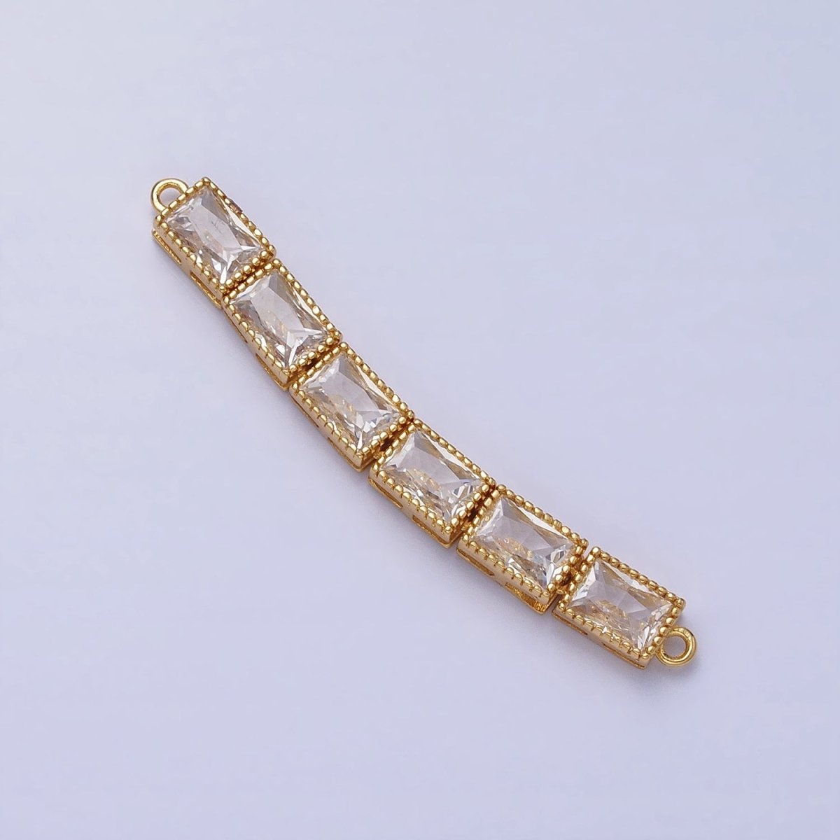 Bendable Gold Rectangle Long Bar Connector, CZ Micro Pave Silver Geometric Link Connector Necklace Jewelry Making AA852 AA853 - DLUXCA