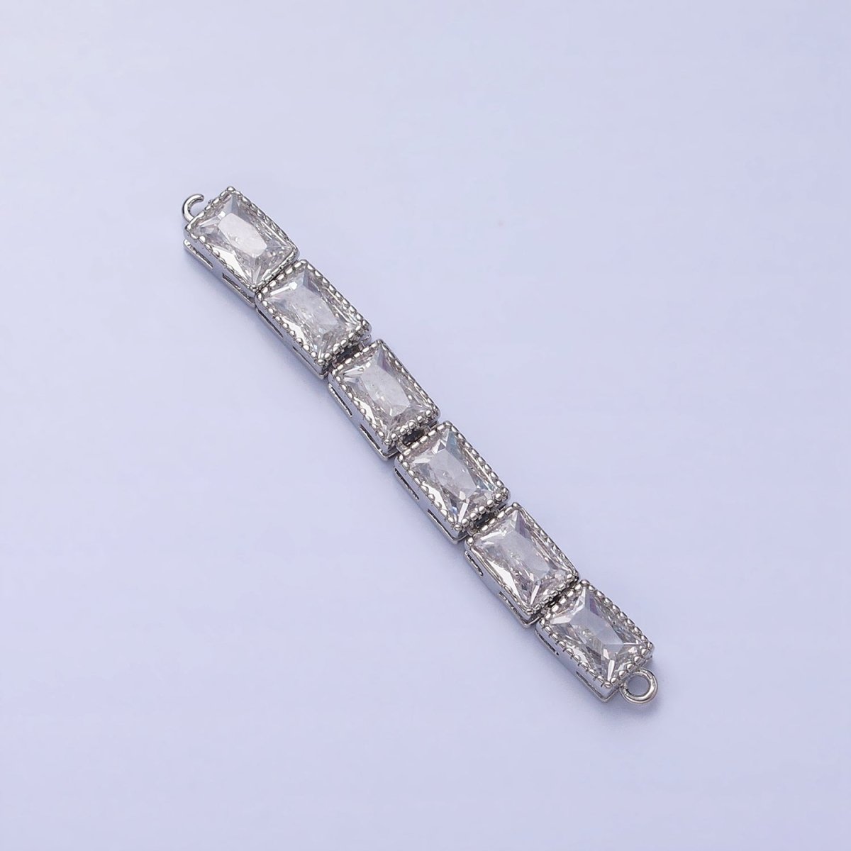 Bendable Gold Rectangle Long Bar Connector, CZ Micro Pave Silver Geometric Link Connector Necklace Jewelry Making AA852 AA853 - DLUXCA