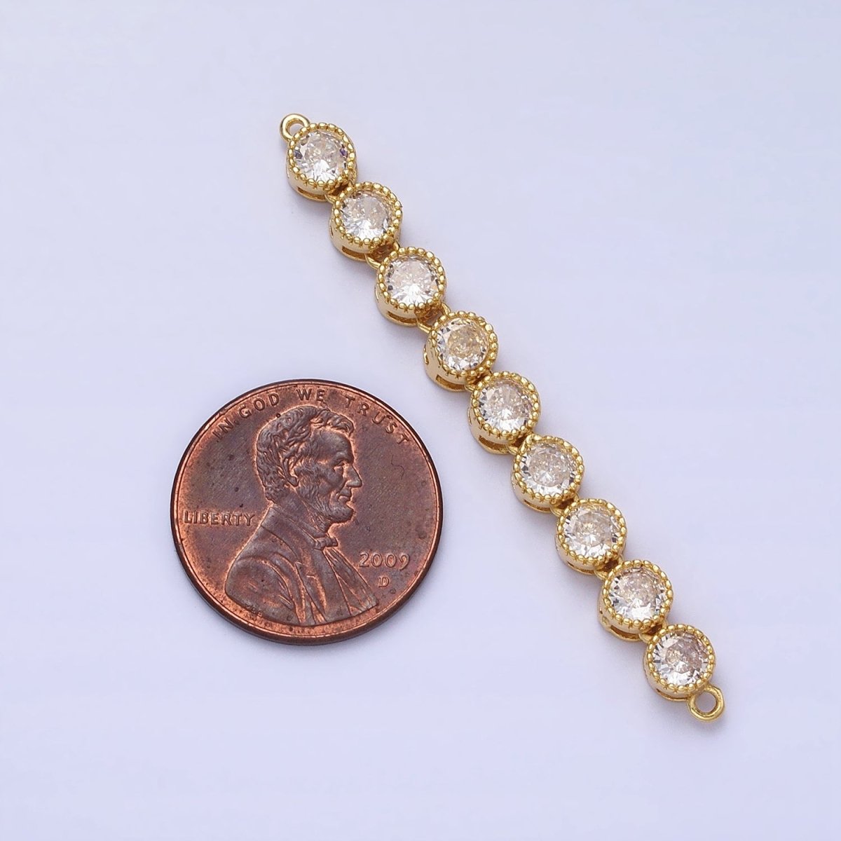 Bendable Gold Round Long Bar Connector, CZ Micro Pave Silver Circle Geometric Link Connector Necklace Jewelry Making AA912 AA913 - DLUXCA
