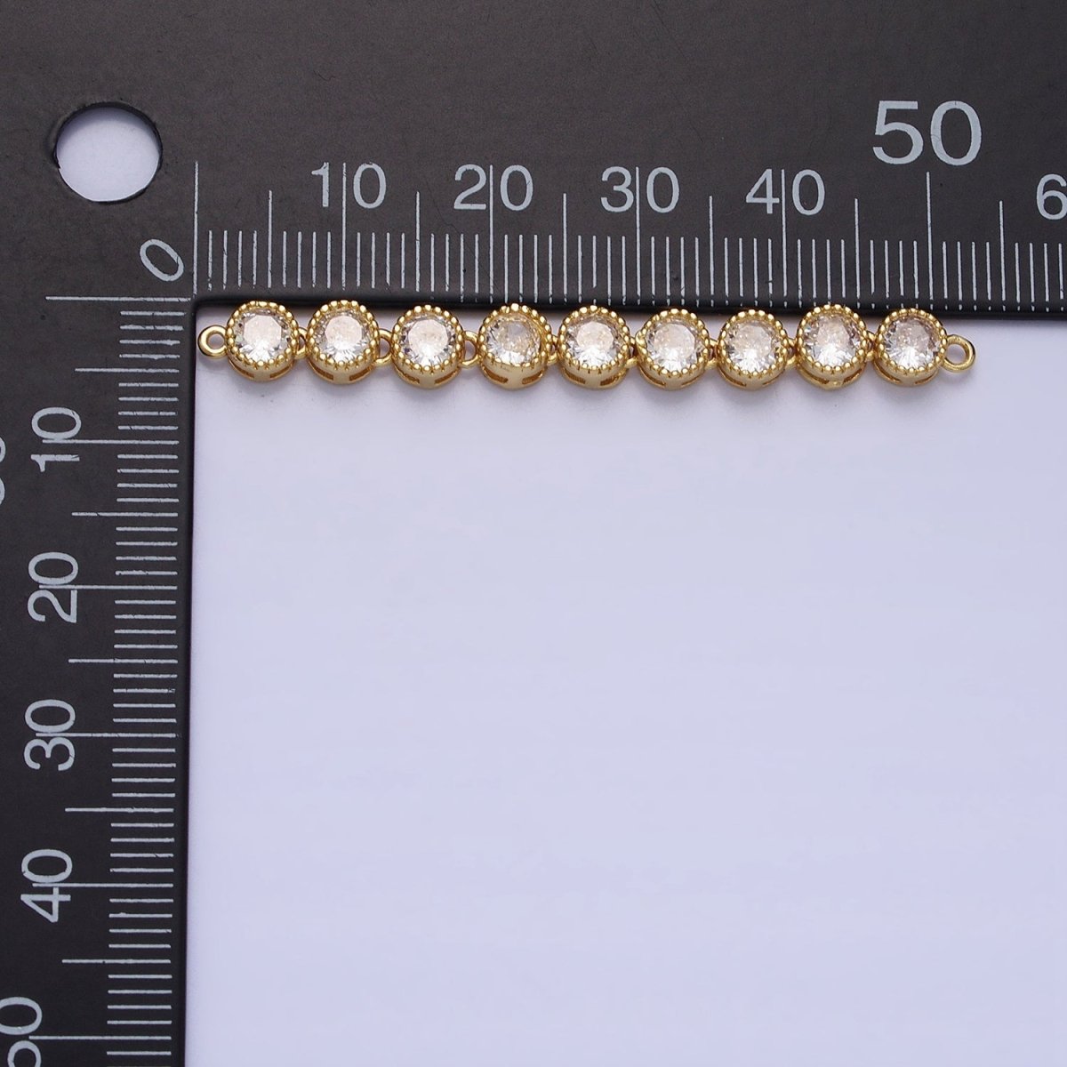 Bendable Gold Round Long Bar Connector, CZ Micro Pave Silver Circle Geometric Link Connector Necklace Jewelry Making AA912 AA913 - DLUXCA