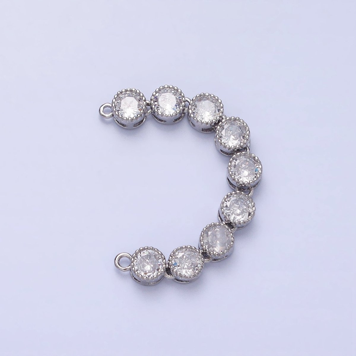 Bendable Gold Round Long Bar Connector, CZ Micro Pave Silver Circle Geometric Link Connector Necklace Jewelry Making AA912 AA913 - DLUXCA