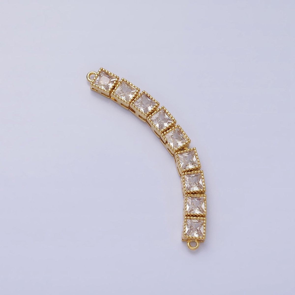 Bendable Gold Square Long Bar Connector, CZ Micro Pave Silver Geometric Link Connector Necklace Jewelry Making AA850 AA851 - DLUXCA