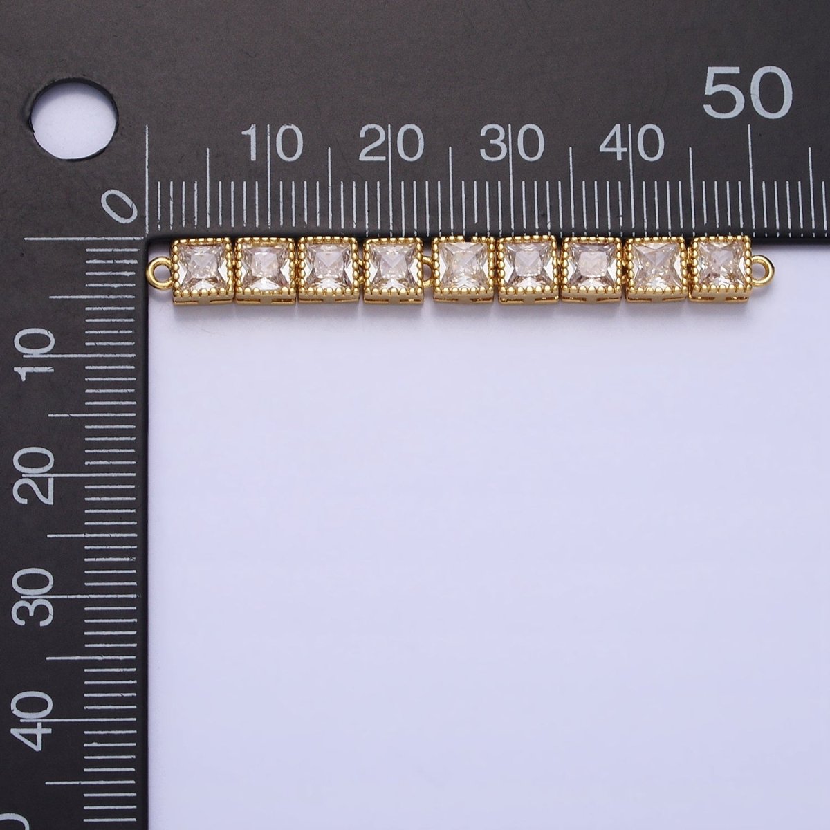 Bendable Gold Square Long Bar Connector, CZ Micro Pave Silver Geometric Link Connector Necklace Jewelry Making AA850 AA851 - DLUXCA
