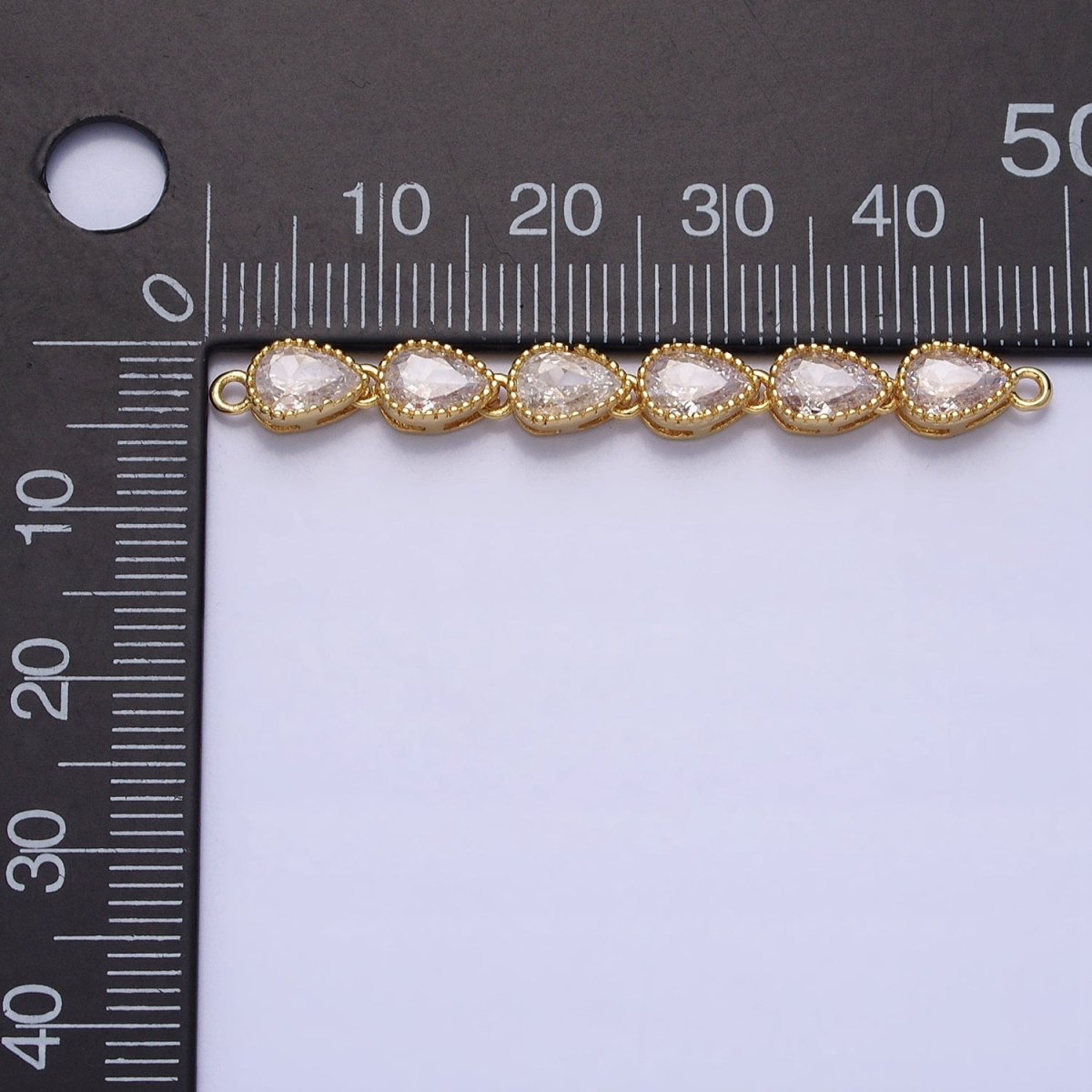 Bendable Gold Tear Drop Long Bar Connector, CZ Micro Pave Silver Teardrop Link Connector Necklace Jewelry Making AA-854 AA-920 - DLUXCA