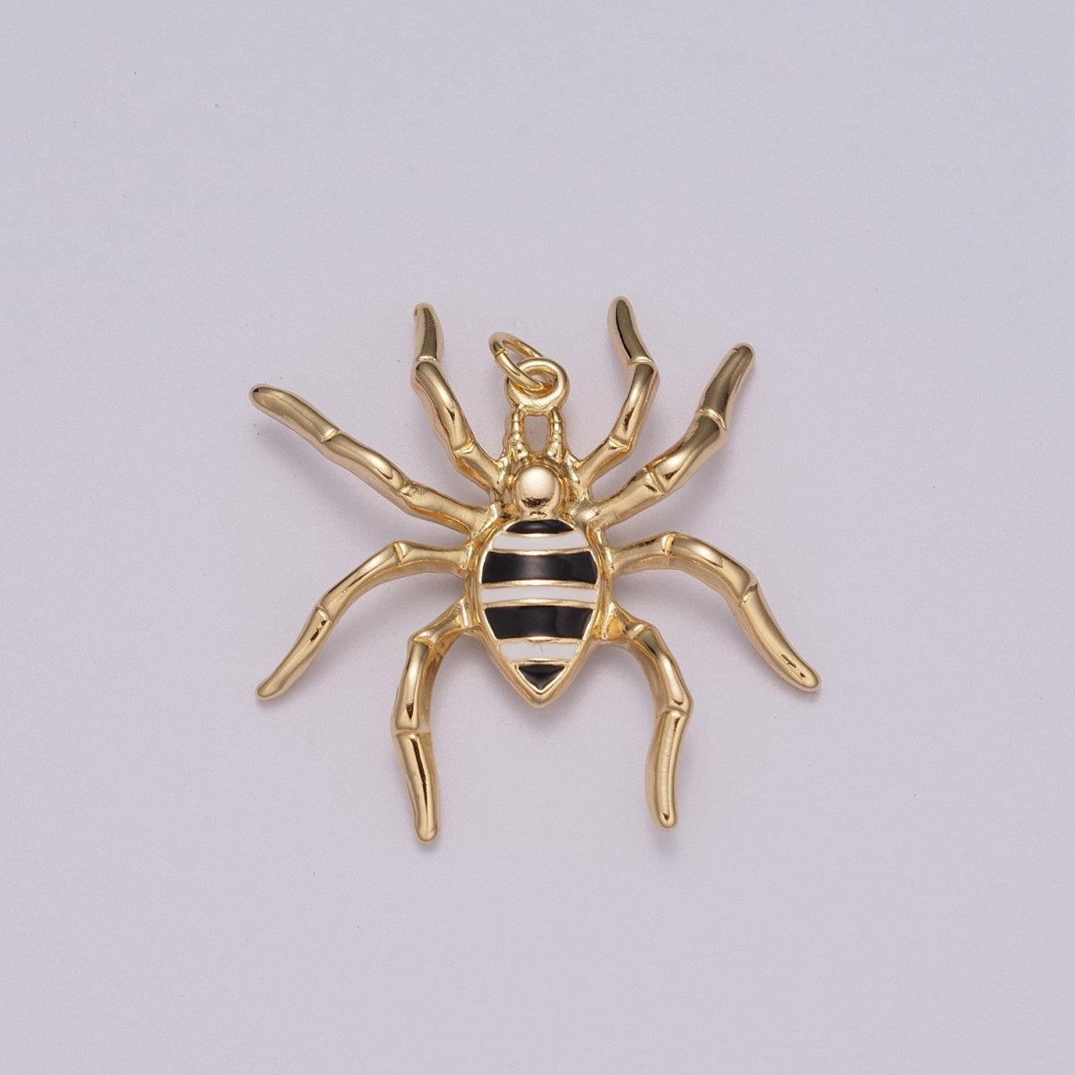 Big Black Spider Charm Pendant | Enamel Spider Charm | Halloween Enamel Pendants | Halloween Inspired Spider Charms | Black Spider Charm, M-789 - DLUXCA