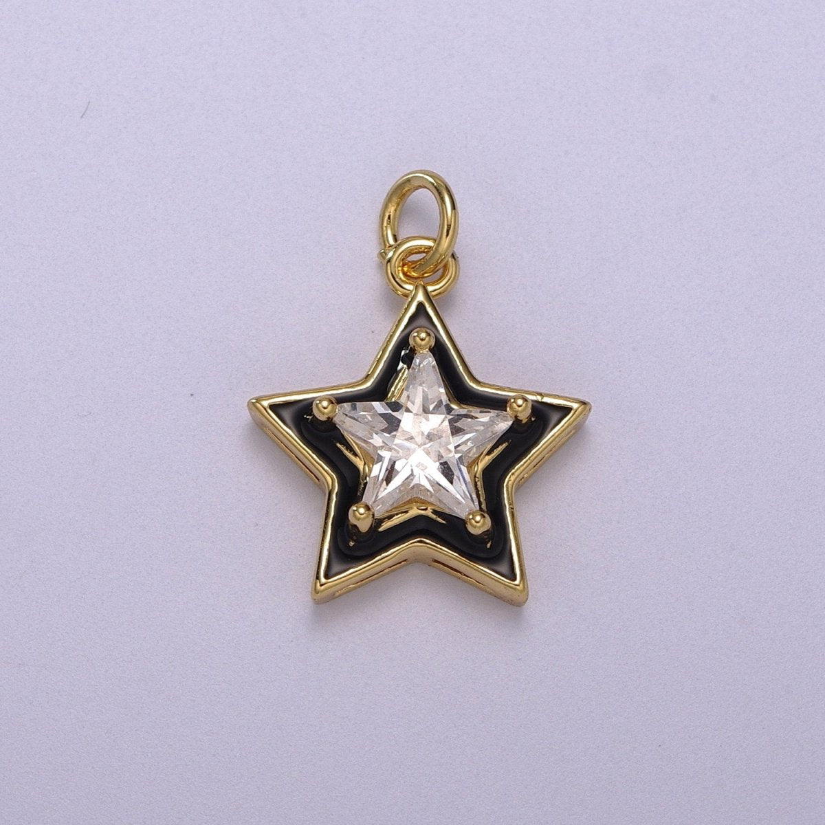 Big Clear CZ Enamel Colorful Star Shape Pendant 14K Gold Filled Enamel Charm, Necklace Bracelet Component M-678 - M-681 - DLUXCA