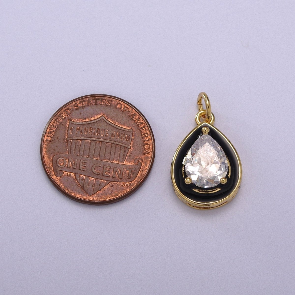 Big Clear CZ Enamel Colorful Tear Drop Shape Pendant 14K Gold Filled Enamel Charm, Necklace Bracelet Component M-666 - M-669 - DLUXCA