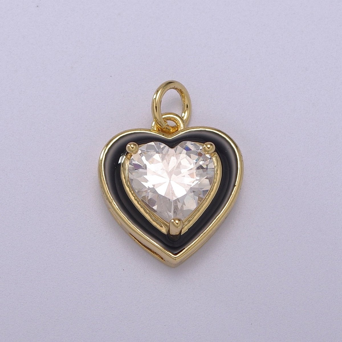Big Clear CZ Micro Pave on Enamel Colorful Heart Shape Pendant 14K Gold Filled Enamel Charm, Necklace Bracelet Component M-670 - M-673 - DLUXCA