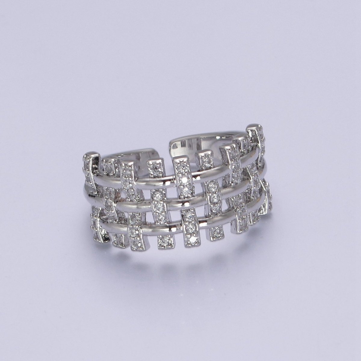 Big Cz Statement Ring in Gold / Silver Band for Statement Ring Midi Ring Adjustable S-475 S-476 - DLUXCA