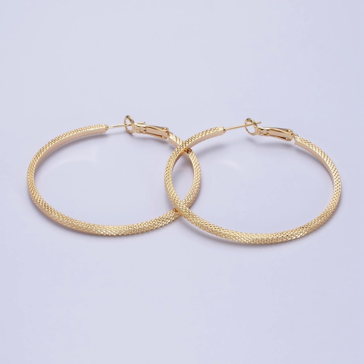 Big Gold Patterned Hoop Earrings Silver Textured Hoop Earring AB761 - AB768 - DLUXCA