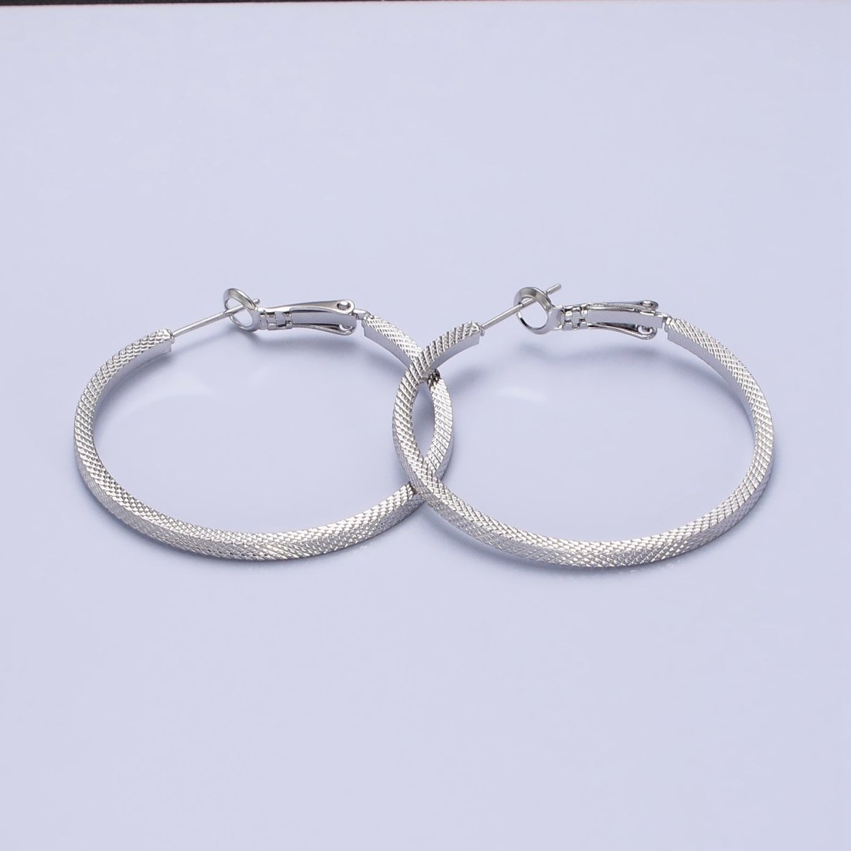 Big Gold Patterned Hoop Earrings Silver Textured Hoop Earring AB761 - AB768 - DLUXCA