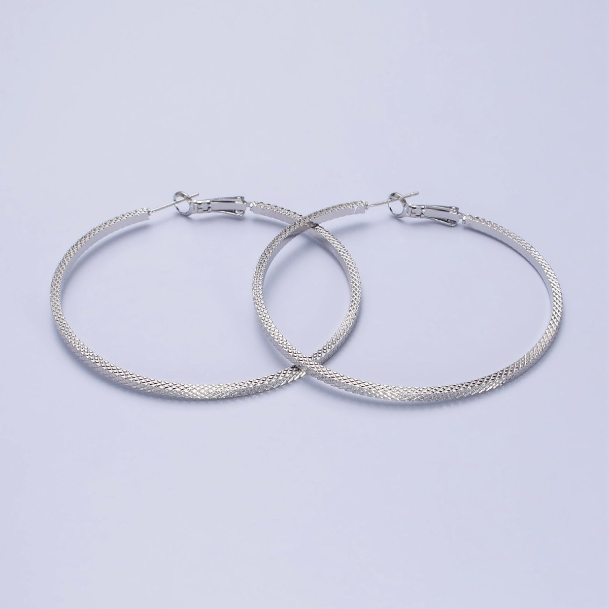 Big Gold Patterned Hoop Earrings Silver Textured Hoop Earring AB761 - AB768 - DLUXCA