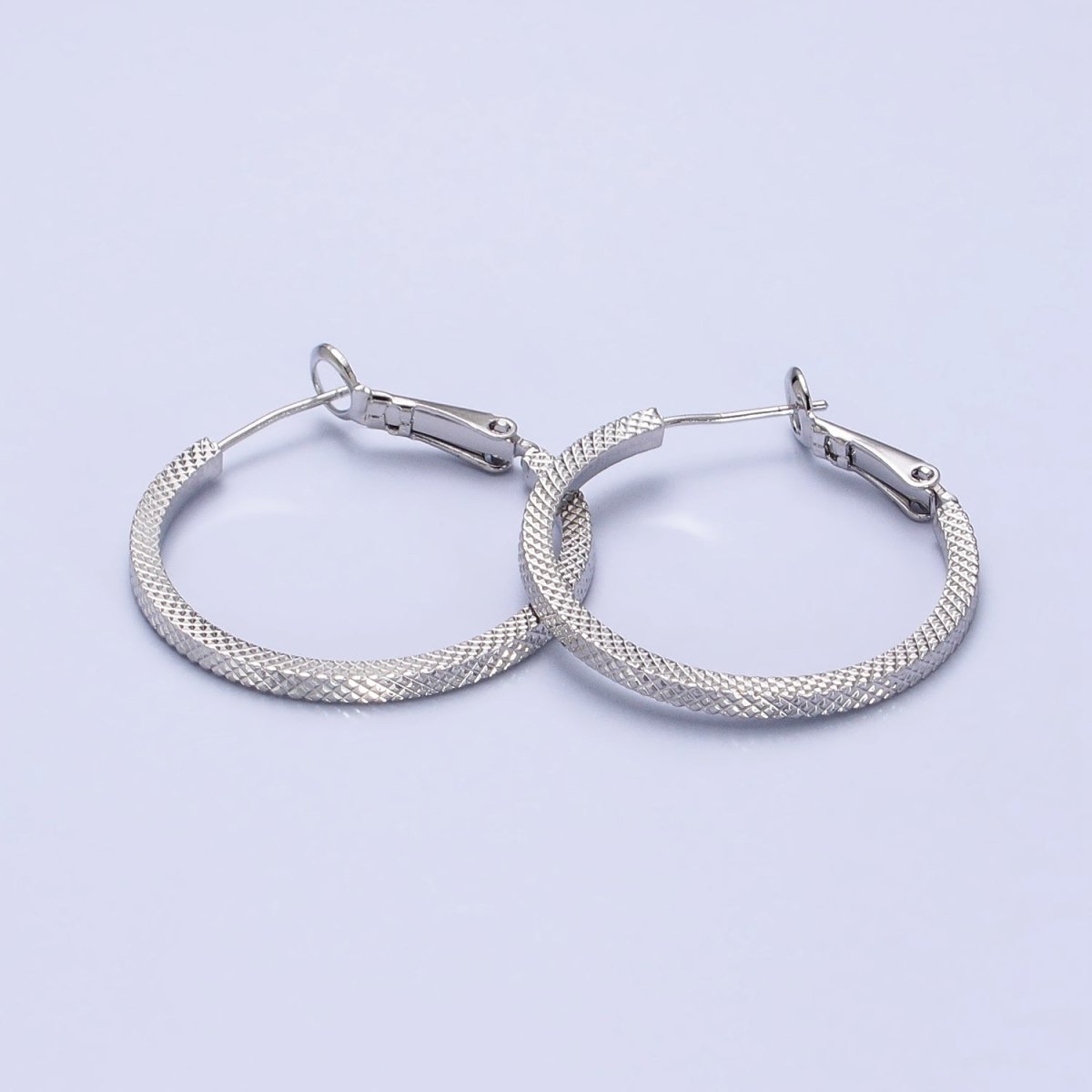 Big Gold Patterned Hoop Earrings Silver Textured Hoop Earring AB761 - AB768 - DLUXCA