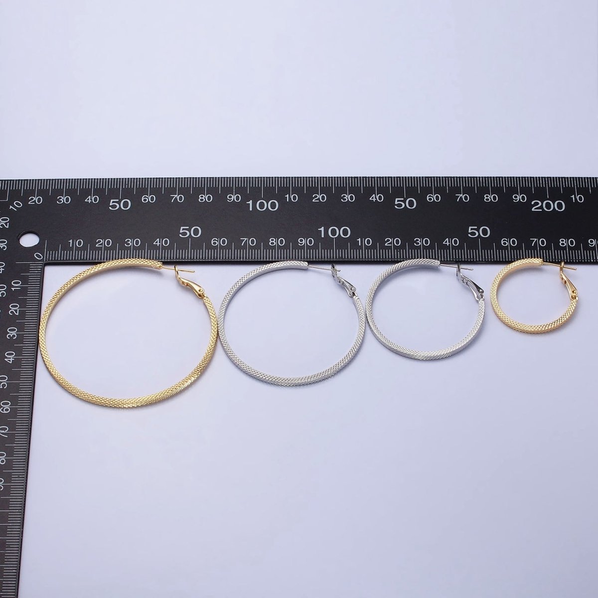 Big Gold Patterned Hoop Earrings Silver Textured Hoop Earring AB761 - AB768 - DLUXCA