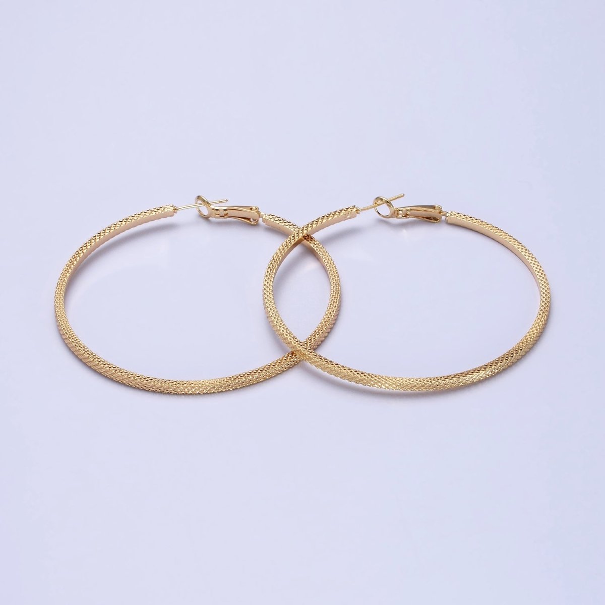 Big Gold Patterned Hoop Earrings Silver Textured Hoop Earring AB761 - AB768 - DLUXCA