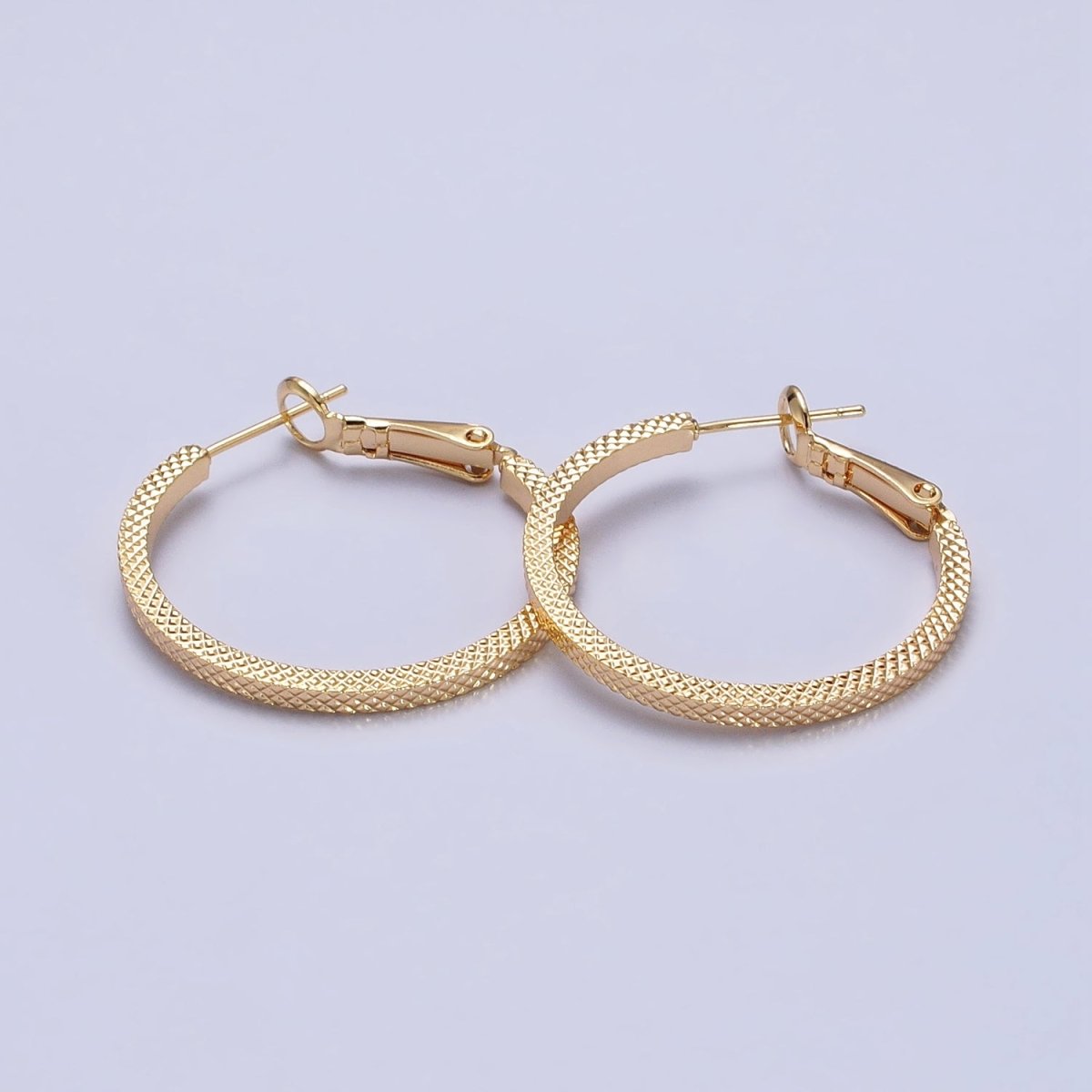Big Gold Patterned Hoop Earrings Silver Textured Hoop Earring AB761 - AB768 - DLUXCA