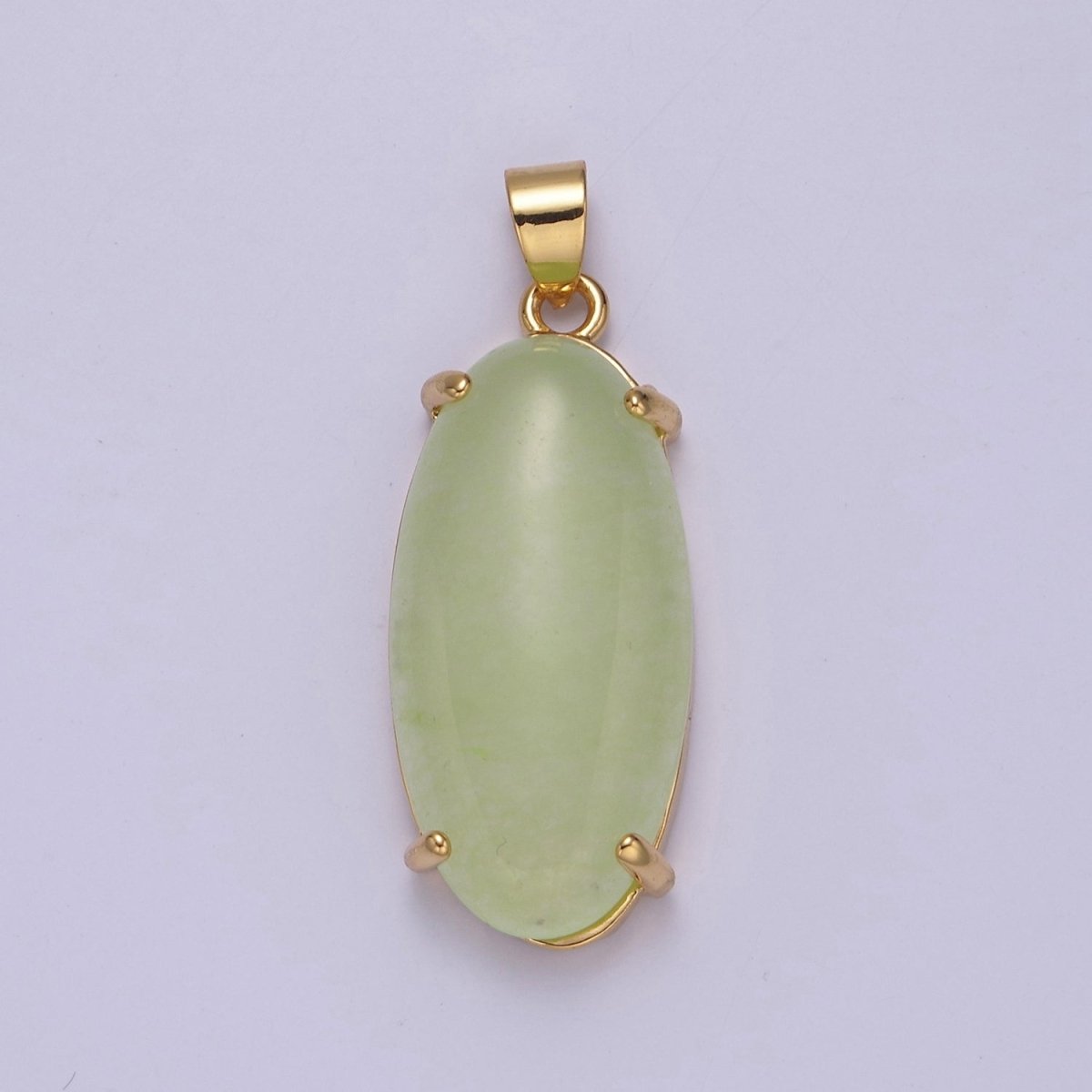 Big Light Green Oval Lucky jade pendant Drop Charm for Necklace W-645 W-646 - DLUXCA
