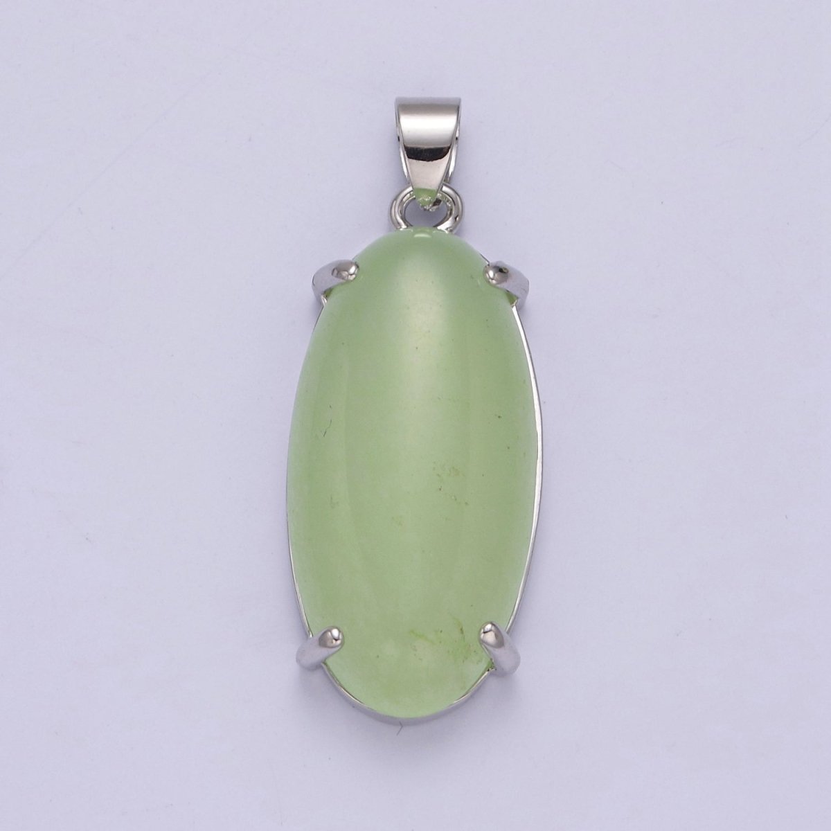Big Light Green Oval Lucky jade pendant Drop Charm for Necklace W-645 W-646 - DLUXCA