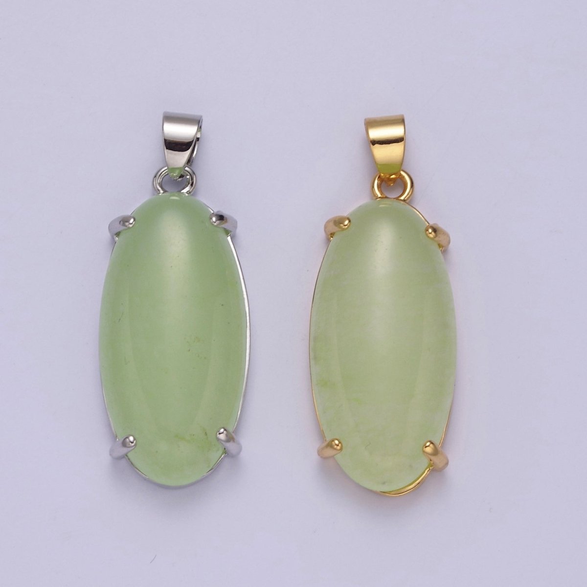 Big Light Green Oval Lucky jade pendant Drop Charm for Necklace W-645 W-646 - DLUXCA