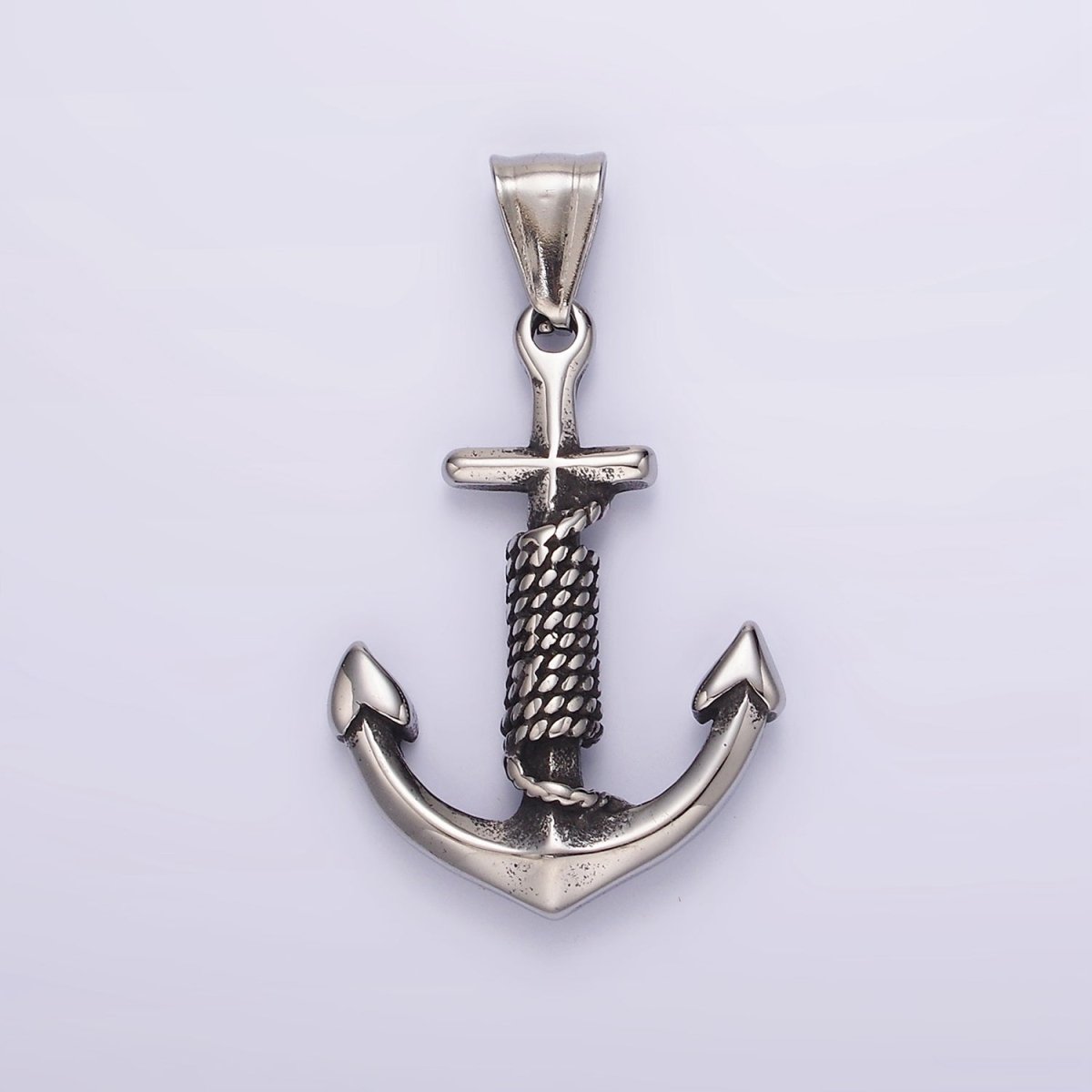 Big Nautical Charm Stainless Steel 42mm Anchor With Rope Pendant Christian Religious Jewelry Making Supply | P-1194 - DLUXCA