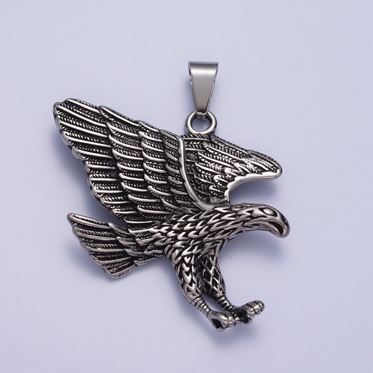 BIG Silver Flying Eagle Pendant Gold Hawk Stainless Steel Charm | X-663 X-664 - DLUXCA