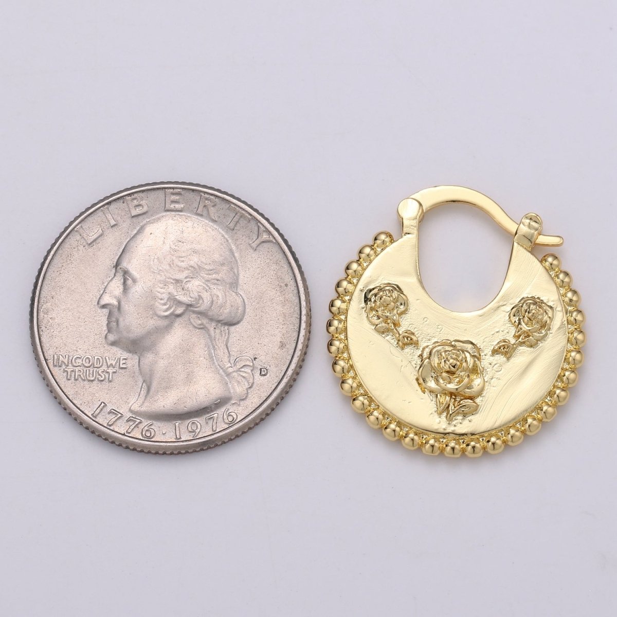 Big Statement Gold Earrings, Gold Fan Earrings, Large Gold Earrings, Women Big Earrings Rose Flower Floral Design Jewelry Q-336 - DLUXCA