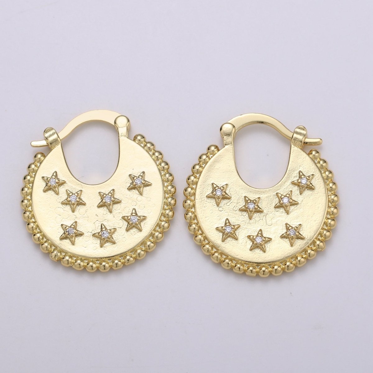Big Statement Gold Earrings, Gold Fan Earrings, Large Star Gold Earrings, Women Celestial Earrings Bold Statement Jewelry Q-338 - DLUXCA