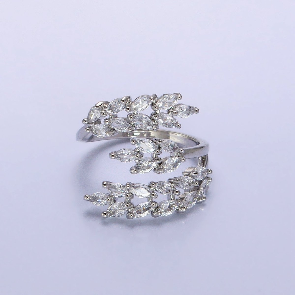 Big Wrap Gold Olive Marquise CZ Stone Statement Ring for Stackable Jewelry O1819 O1820 - DLUXCA