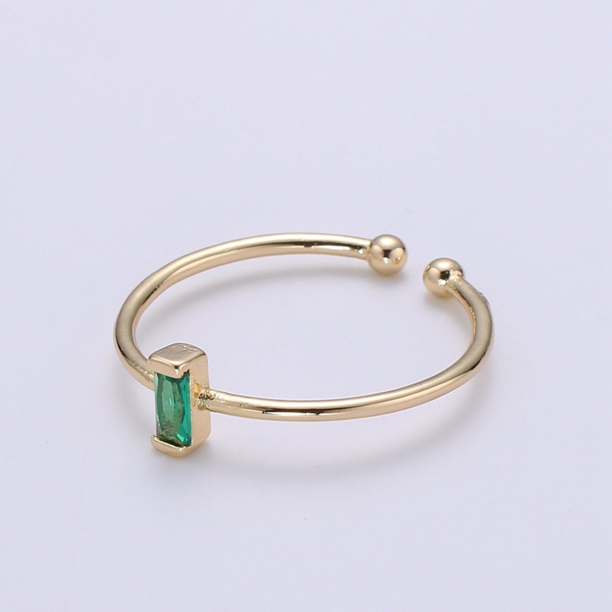 Birthstone ring. ONE stackable birthstone gemstone ring. Gold Open ring. stacking Adjustable ring personalized gift for her under 30 R-203 R-205 R-206 R-208 - R-214 - DLUXCA