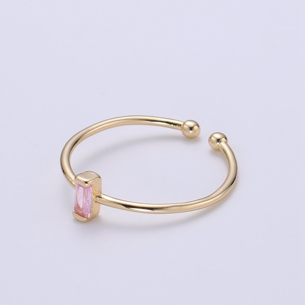 Birthstone ring. ONE stackable birthstone gemstone ring. Gold Open ring. stacking Adjustable ring personalized gift for her under 30 R-203 R-205 R-206 R-208 - R-214 - DLUXCA