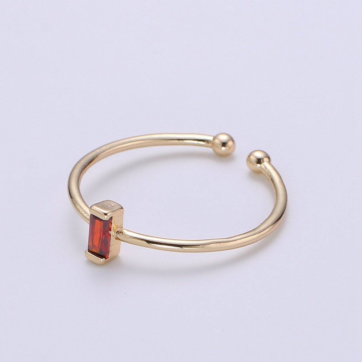 Birthstone ring. ONE stackable birthstone gemstone ring. Gold Open ring. stacking Adjustable ring personalized gift for her under 30 R-203 R-205 R-206 R-208 - R-214 - DLUXCA