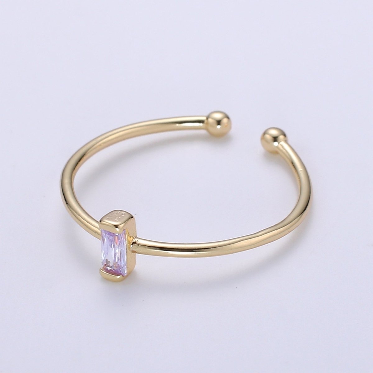 Birthstone ring. ONE stackable birthstone gemstone ring. Gold Open ring. stacking Adjustable ring personalized gift for her under 30 R-203 R-205 R-206 R-208 - R-214 - DLUXCA