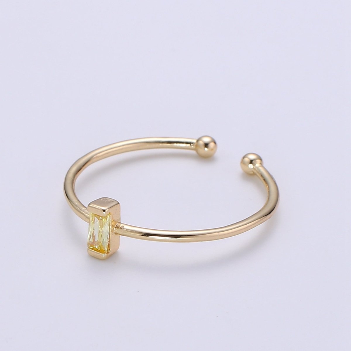 Birthstone ring. ONE stackable birthstone gemstone ring. Gold Open ring. stacking Adjustable ring personalized gift for her under 30 R-203 R-205 R-206 R-208 - R-214 - DLUXCA