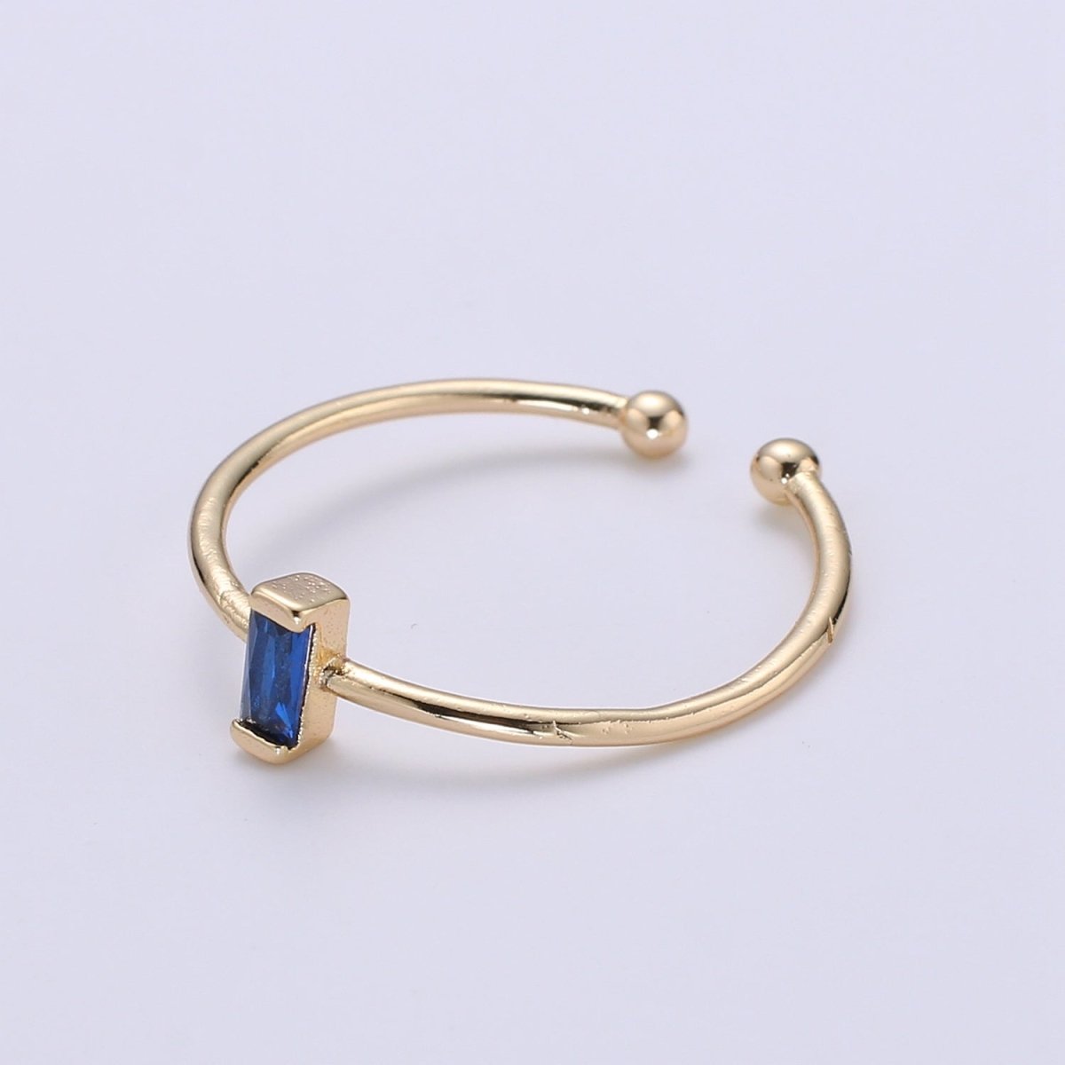 Birthstone ring. ONE stackable birthstone gemstone ring. Gold Open ring. stacking Adjustable ring personalized gift for her under 30 R-203 R-205 R-206 R-208 - R-214 - DLUXCA