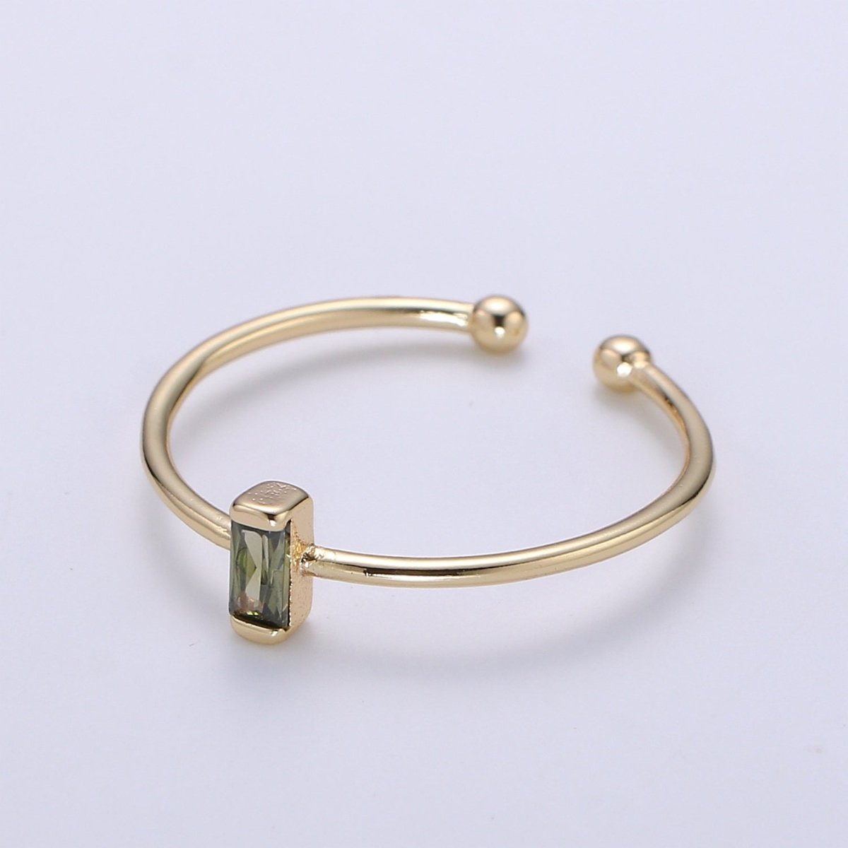 Birthstone ring. ONE stackable birthstone gemstone ring. Gold Open ring. stacking Adjustable ring personalized gift for her under 30 R-203 R-205 R-206 R-208 - R-214 - DLUXCA