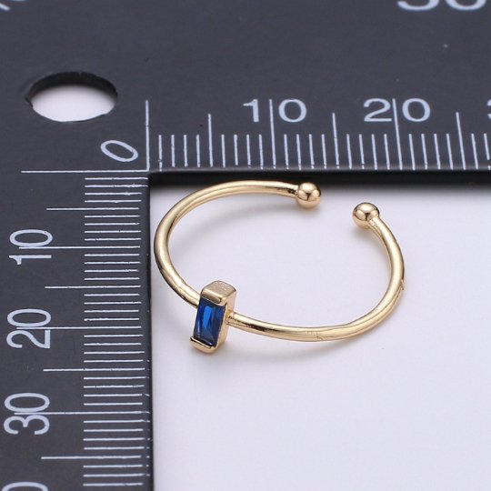 Birthstone ring. ONE stackable birthstone gemstone ring. Gold Open ring. stacking Adjustable ring personalized gift for her under 30 R-203 R-205 R-206 R-208 - R-214 - DLUXCA