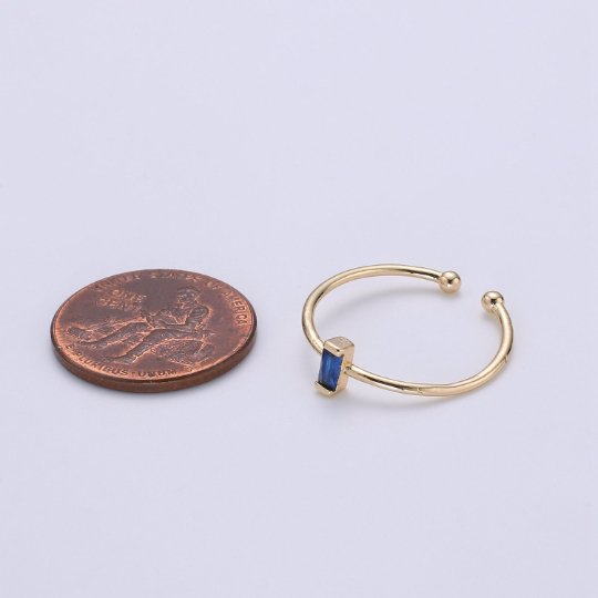 Birthstone ring. ONE stackable birthstone gemstone ring. Gold Open ring. stacking Adjustable ring personalized gift for her under 30 R-203 R-205 R-206 R-208 - R-214 - DLUXCA