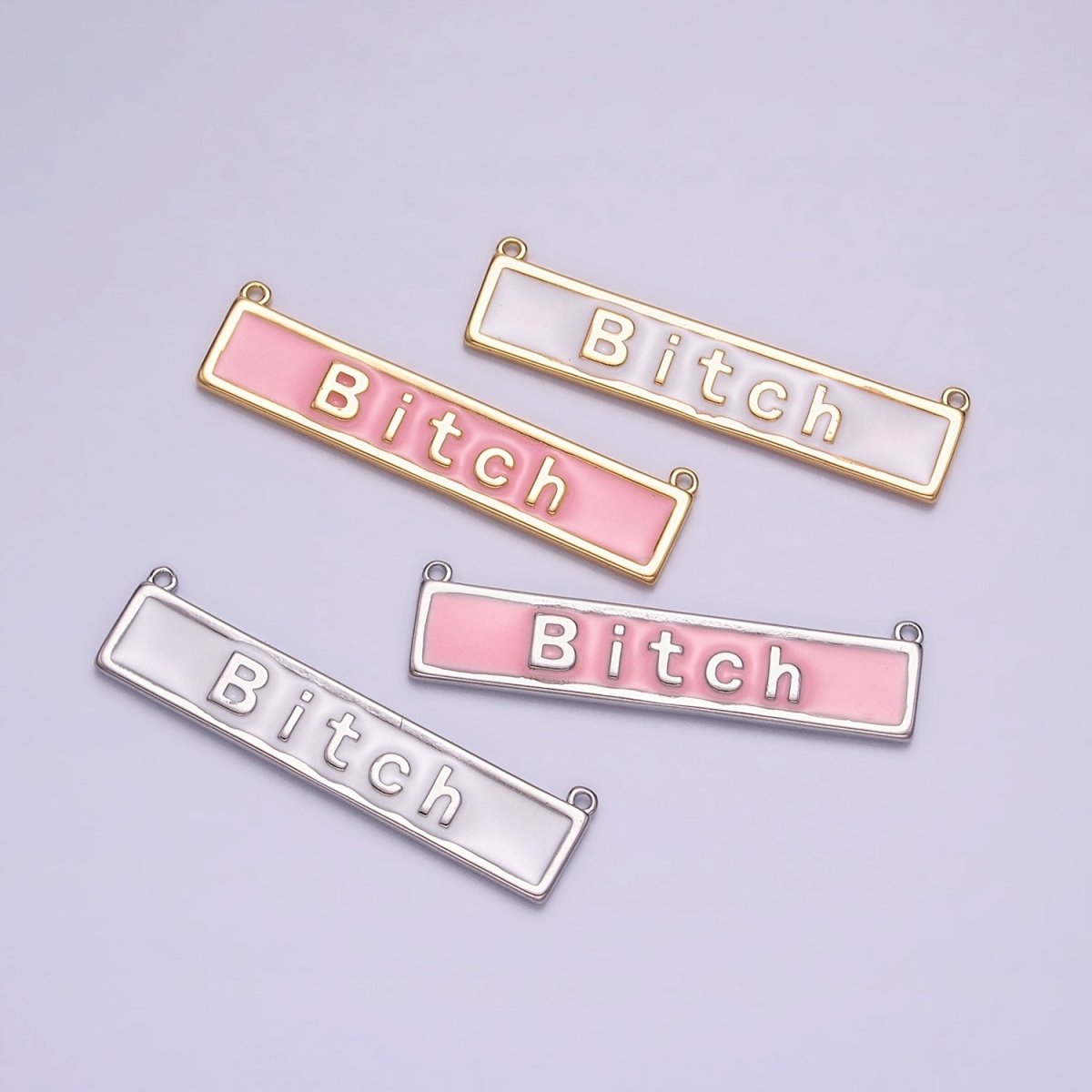 Bitch Word Charm Connectors Pendants in Gold Silver For Funny Novelty Necklace Component AA931 AA932 AA933 AA934 - DLUXCA