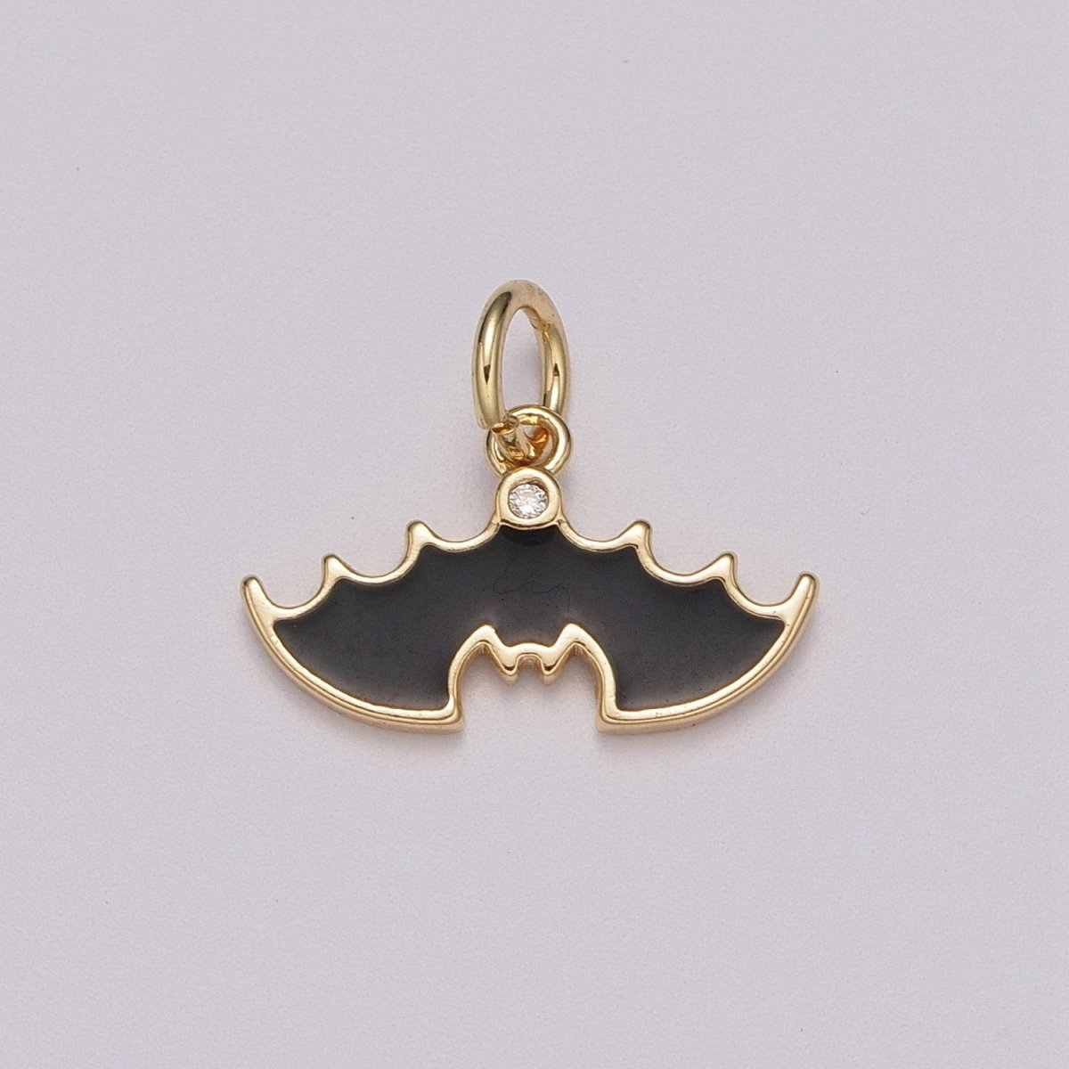 Black Bat Charm Enamel Animal for Halloween Inspired Pendant Halloween Jewelry Inspired, M-856 - DLUXCA