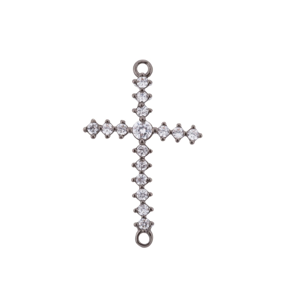 Black Cross Bracelet Charm, Cross Charm, Cross Connector Charm, Faith Cubic Zirconia Bracelet Charm Bead Connector for Jewelry Making, F-106 - DLUXCA