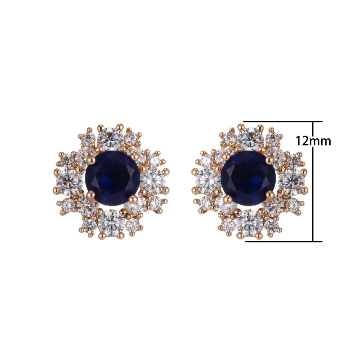 Black Earrings, Black Studs, Black Cubic Zirconia Earrings Wedding Jewelry For Her, Minimalistic Earrings Gold Micro Pave Stud Q-062 - DLUXCA