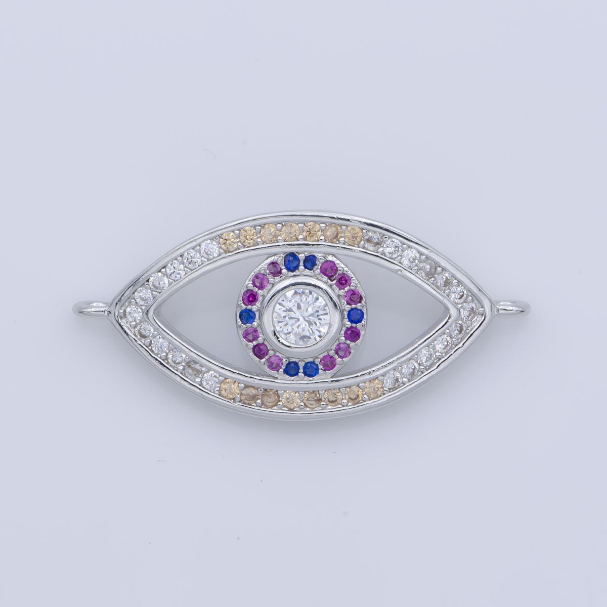 Black Legendary Evil Eye Lucky Charm Safe Protection Turkey DIY Cubic Zirconia Bracelet Charm Bead Finding Connector For Jewelry Making F-252 - DLUXCA