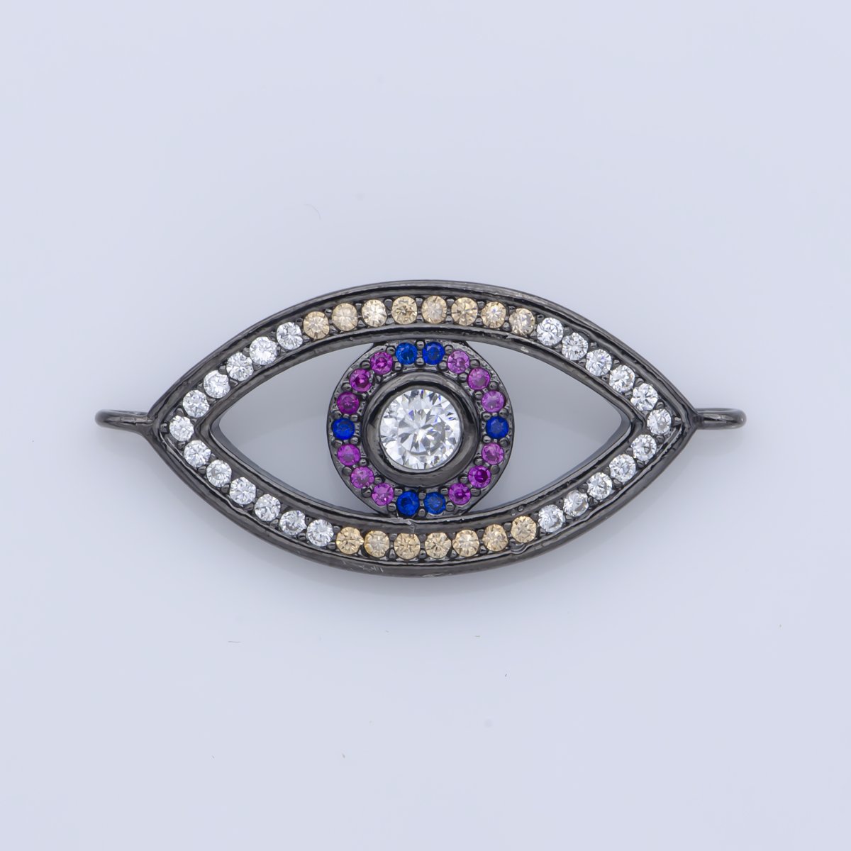 Black Legendary Evil Eye Lucky Charm Safe Protection Turkey DIY Cubic Zirconia Bracelet Charm Bead Finding Connector For Jewelry Making F-252 - DLUXCA