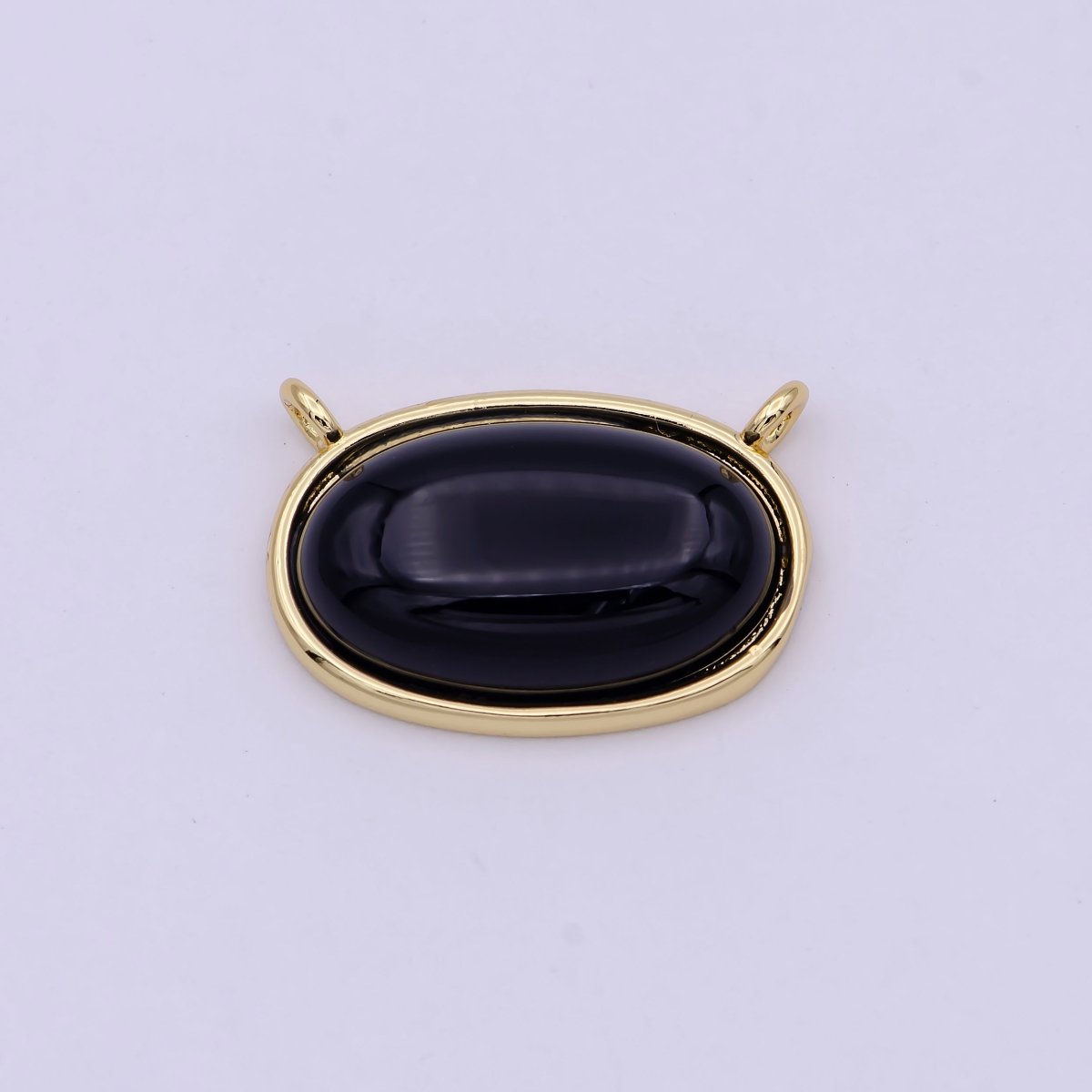 Black onyx Charm Connector Classic vintage Oval crystal protection gemstone stone pendant necklace jewelry for women N-112 - DLUXCA