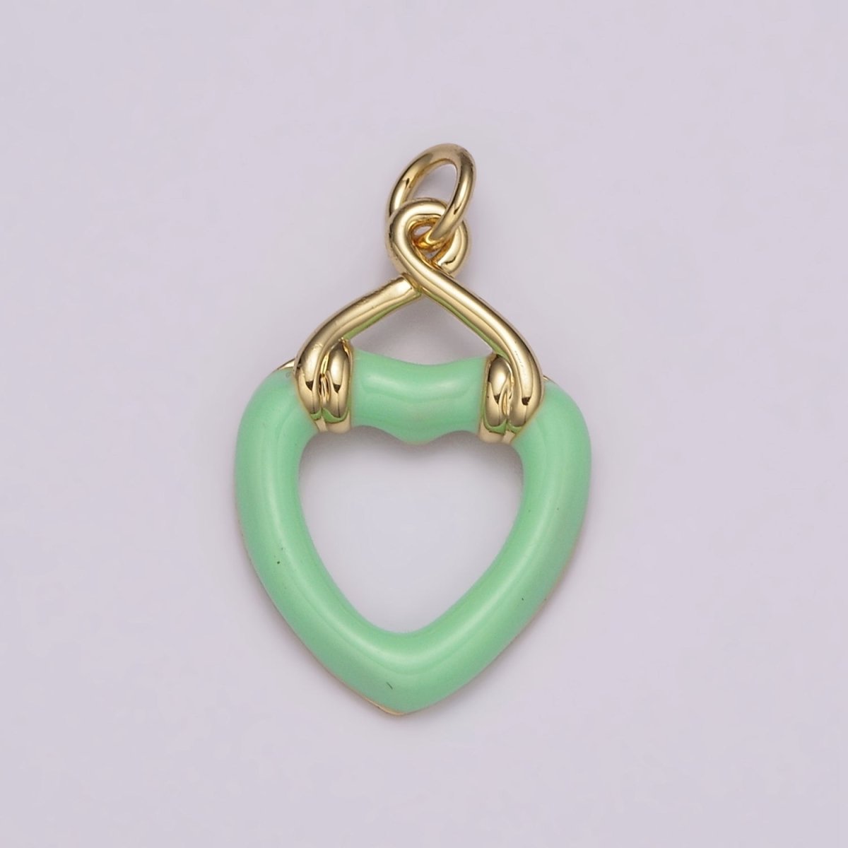 Black Open Heart Charms Enamel Colorful Hearts Black White Pink Green on Gold Filled for Bracelet Earring Necklace Charm E-697-E-700 - DLUXCA