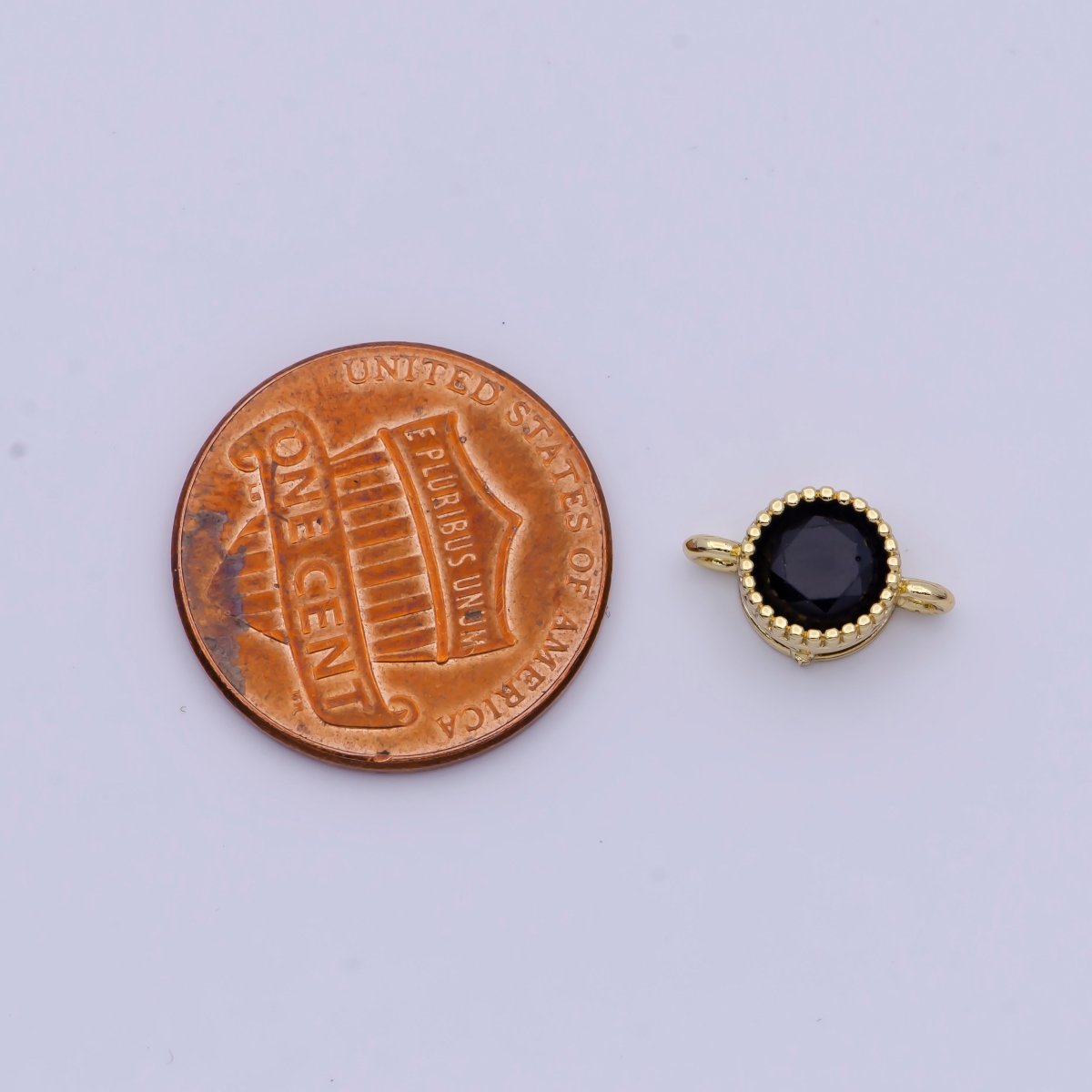 Black, Purple, Clear, Pink Round Cubic Zirconia Link Gold Connector G-551~G-554 - DLUXCA