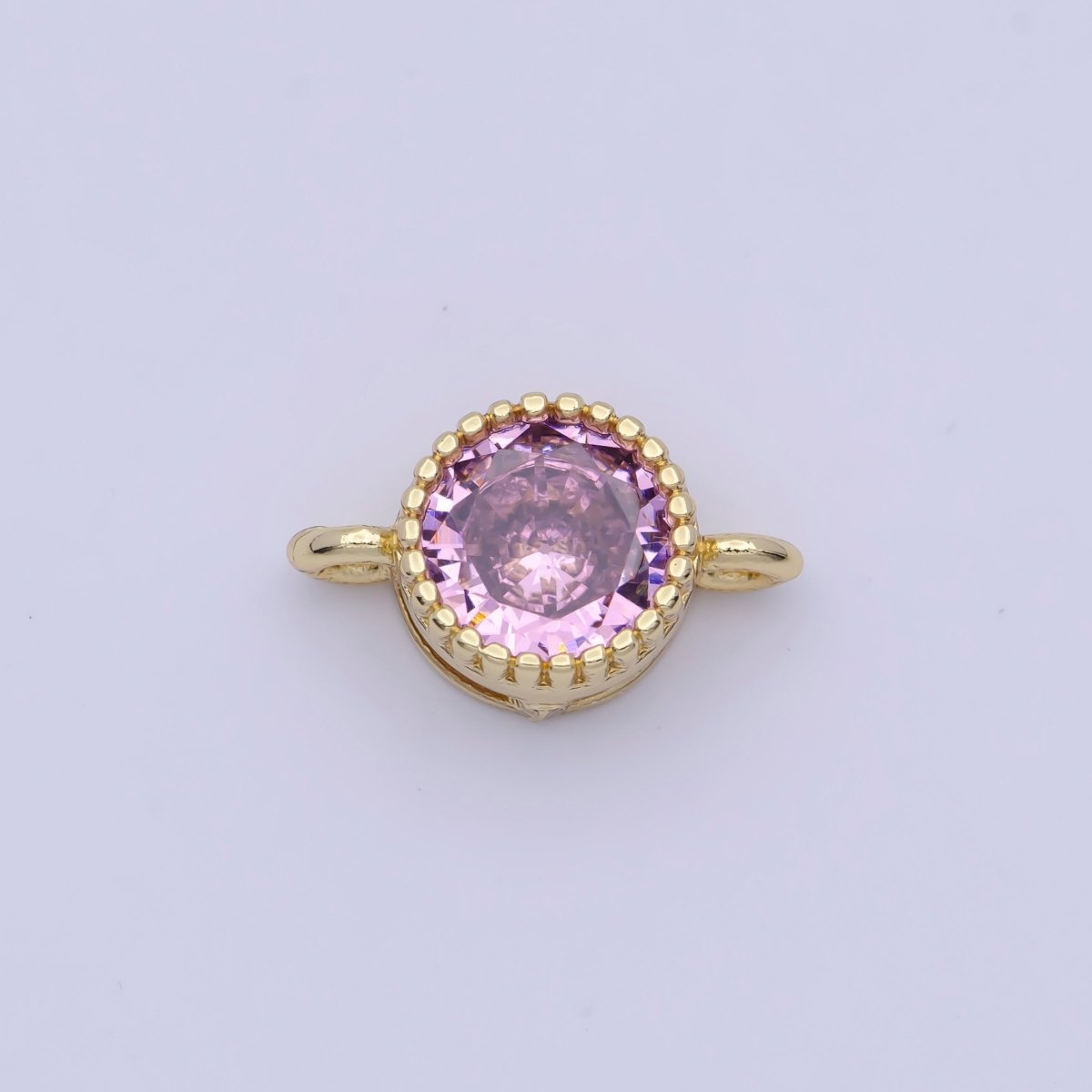 Black, Purple, Clear, Pink Round Cubic Zirconia Link Gold Connector G-551~G-554 - DLUXCA