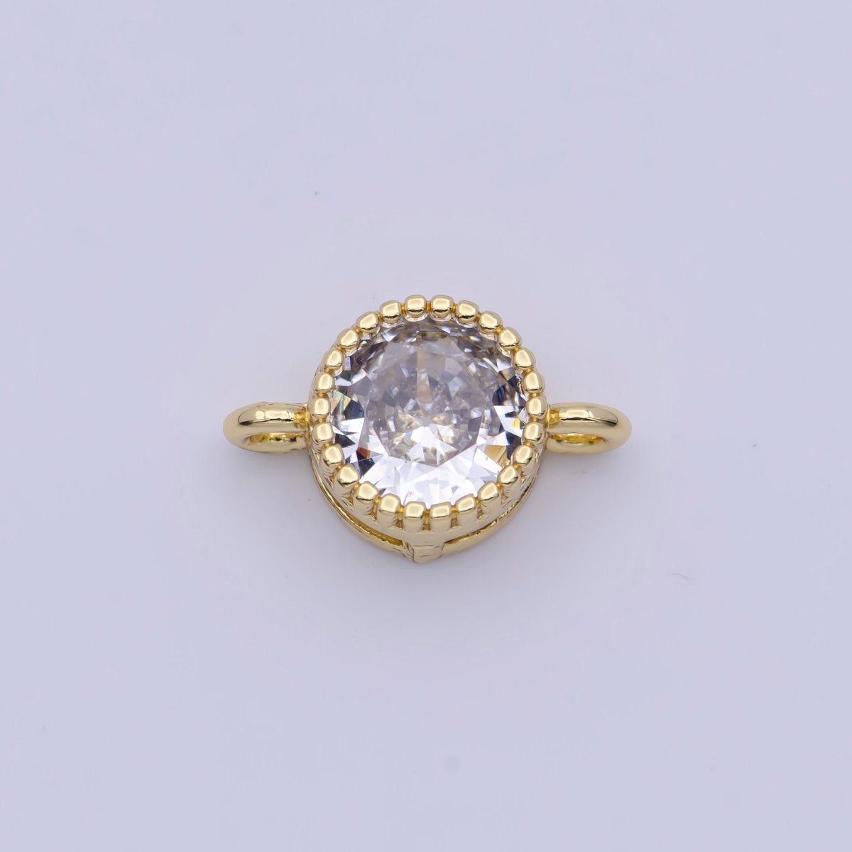 Black, Purple, Clear, Pink Round Cubic Zirconia Link Gold Connector G-551~G-554 - DLUXCA